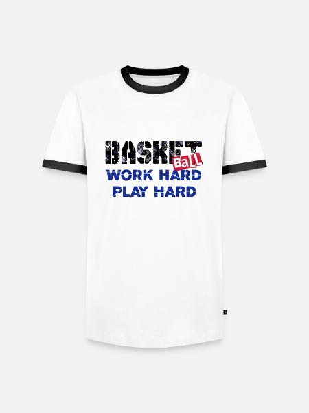 Basketball-006 - Männer Kontrast-T-Shirt - Weiß/Schwarz