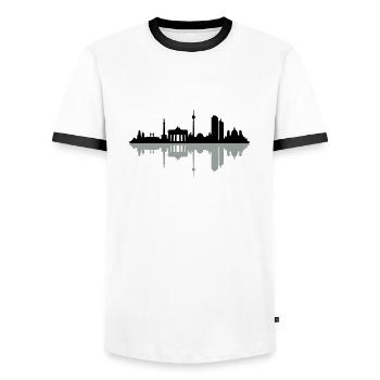 Skyline Berlin Schatten - Männer Kontrast-T-Shirt - Weiß/Schwarz - Vorne - AI Model Female 172 light (172cm) & AI Model Male 178 dark (178cm)