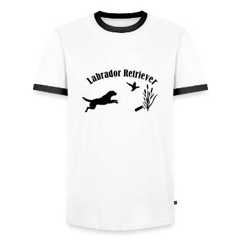 Labrador Retriever - Männer Kontrast-T-Shirt - Weiß/Schwarz - Vorne - AI Model Female 172 light (172cm) & AI Model Male 178 dark (178cm)