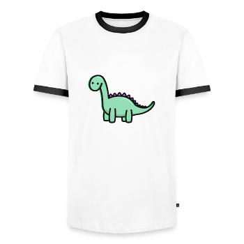 Cute Dino - Men's Ringer Shirt - white/black - Front - AI Model Female 172 light (172cm) & AI Model Male 178 dark (178cm)