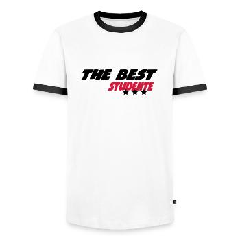 The best studente - T-shirt contrasté Homme - blanc/noir - Devant - AI Model Female 172 light (172cm) & AI Model Male 178 dark (178cm)