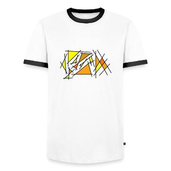 Yellow corner - Men's Ringer Shirt - white/black - Front - AI Model Female 172 light (172cm) & AI Model Male 178 dark (178cm)