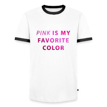 Pink Is My Favorite Color - Men's Ringer Shirt - white/black - Front - AI Model Female 172 light (172cm) & AI Model Male 178 dark (178cm)