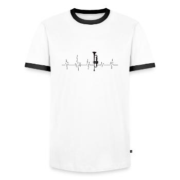 Trompette battement de coeur noir - T-shirt contrasté Homme - blanc/noir - Devant - AI Model Female 172 light (172cm) & AI Model Male 178 dark (178cm)