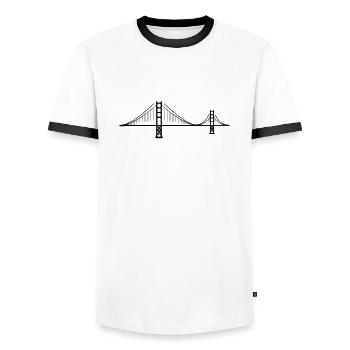 Golden Gate Bridge - Men's Ringer Shirt - white/black - Front - AI Model Female 172 light (172cm) & AI Model Male 178 dark (178cm)