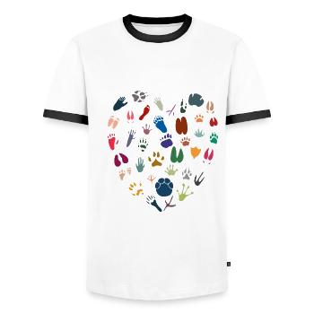 Animal heart - Men's Ringer Shirt - white/black - Front - AI Model Female 172 light (172cm) & AI Model Male 178 dark (178cm)