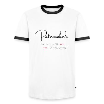 Patenonkel - Männer Kontrast-T-Shirt - Weiß/Schwarz - Vorne - AI Model Female 172 light (172cm) & AI Model Male 178 dark (178cm)