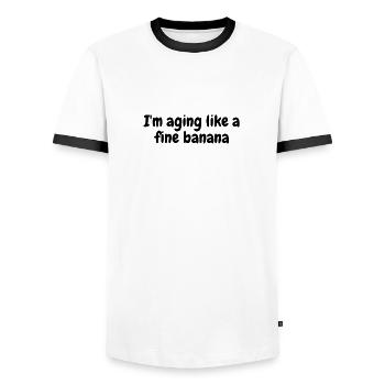 Ich altere wie eine feine Banane - Männer Kontrast-T-Shirt - Weiß/Schwarz - Vorne - AI Model Female 172 light (172cm) & AI Model Male 178 dark (178cm)
