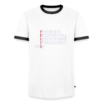 felix - Männer Kontrast-T-Shirt - Weiß/Schwarz - Vorne - AI Model Female 172 light (172cm) & AI Model Male 178 dark (178cm)