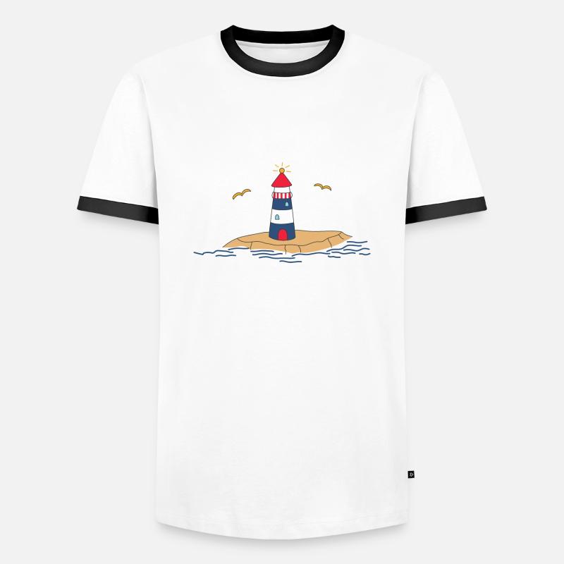 Leuchtturm - Männer Kontrast-T-Shirt - Weiß/Schwarz