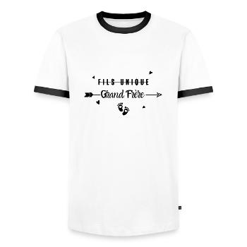 grand frère - T-shirt contrasté Homme - blanc/noir - Devant - AI Model Female 172 light (172cm) & AI Model Male 178 dark (178cm)