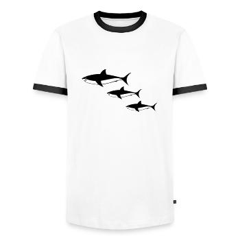 Haie - Männer Kontrast-T-Shirt - Weiß/Schwarz - Vorne - AI Model Female 172 light (172cm) & AI Model Male 178 dark (178cm)
