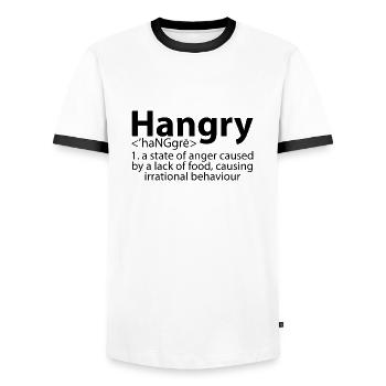 Hangry Definition 2 - Männer Kontrast-T-Shirt - Weiß/Schwarz - Vorne - AI Model Female 172 light (172cm) & AI Model Male 178 dark (178cm)