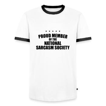 SOCIÉTÉ NATIONALE DU SARCASME - T-shirt contrasté Homme - blanc/noir - Devant - AI Model Female 172 light (172cm) & AI Model Male 178 dark (178cm)