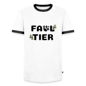 Faultier - Männer Kontrast-T-Shirt - Weiß/Schwarz - Vorne - AI Model Female 172 light (172cm) & AI Model Male 178 dark (178cm)