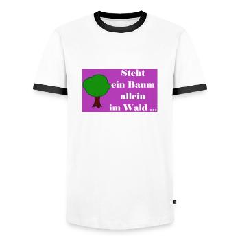 Steht ein Baum allein im Wald - Männer Kontrast-T-Shirt - Weiß/Schwarz - Vorne - AI Model Female 172 light (172cm) & AI Model Male 178 dark (178cm)