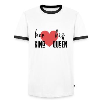 Son Roi sa Reine - T-shirt contrasté Homme - blanc/noir - Devant - AI Model Female 172 light (172cm) & AI Model Male 178 dark (178cm)