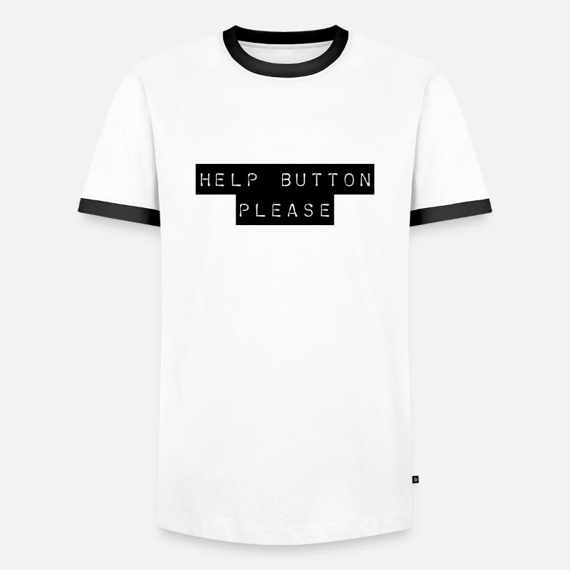 T-Shirt "Help Button please" - Männer Kontrast-T-Shirt - Weiß/Schwarz