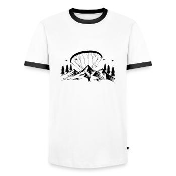 Weightless passion: pleasurable paragliding - Men's Ringer Shirt - white/black - Front - AI Model Female 172 light (172cm) & AI Model Male 178 dark (178cm)