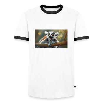 Niedliche Tiere chillen – Kattis - Männer Kontrast-T-Shirt - Weiß/Schwarz - Vorne - AI Model Female 172 light (172cm) & AI Model Male 178 dark (178cm)