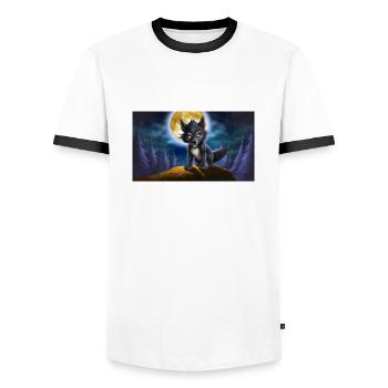 Werwolf heult den Mond an - junges niedliches Monster - Männer Kontrast-T-Shirt - Weiß/Schwarz - Vorne - AI Model Female 172 light (172cm) & AI Model Male 178 dark (178cm)