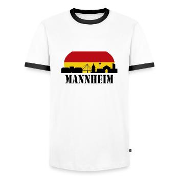 Mannheim Monnem Mannheimat - Men's Ringer Shirt - white/black - Front - AI Model Female 172 light (172cm) & AI Model Male 178 dark (178cm)