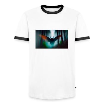 maléfique Mothman en Amérique du Nord monstre horreur sombre - T-shirt contrasté Homme - blanc/noir - Devant - AI Model Female 172 light (172cm) & AI Model Male 178 dark (178cm)