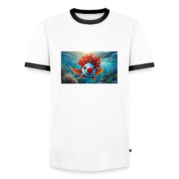 Jeu de mots : expression allemande ambiguë - Clownfisch - T-shirt contrasté Homme - blanc/noir - Devant - AI Model Female 172 light (172cm) & AI Model Male 178 dark (178cm)