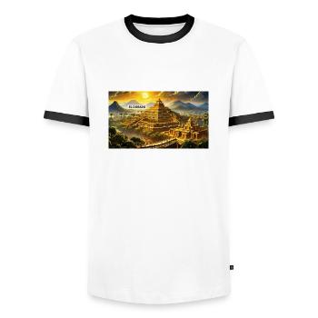 beautiful mythical places – El Dorado Golden city - Men's Ringer Shirt - white/black - Front - AI Model Female 172 light (172cm) & AI Model Male 178 dark (178cm)