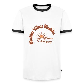 Blabla Vibes - Men's Ringer Shirt - white/black - Front - AI Model Female 172 light (172cm) & AI Model Male 178 dark (178cm)