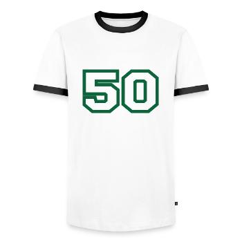 Numéro 50 sport vert - T-shirt contrasté Homme - blanc/noir - Devant - AI Model Female 172 light (172cm) & AI Model Male 178 dark (178cm)