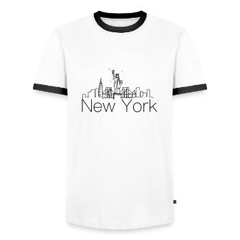 New York Skyline - Men's Ringer Shirt - white/black - Front - AI Model Female 172 light (172cm) & AI Model Male 178 dark (178cm)