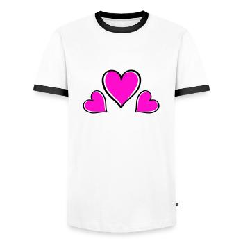 herz love - Männer Kontrast-T-Shirt - Weiß/Schwarz - Vorne - AI Model Female 172 light (172cm) & AI Model Male 178 dark (178cm)