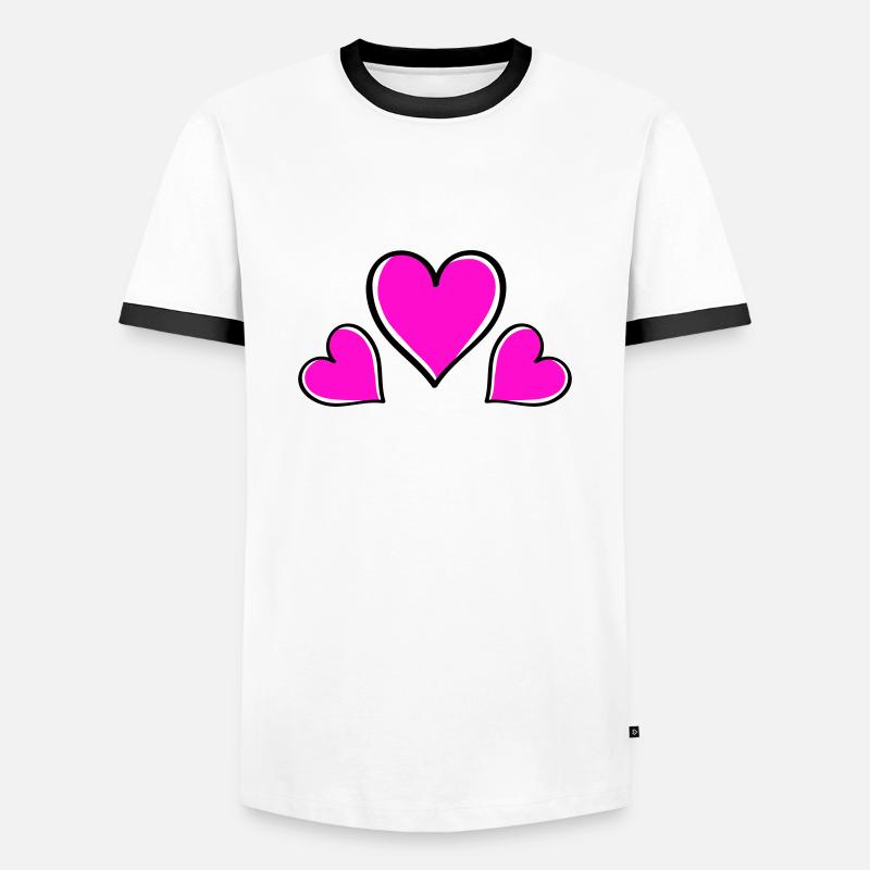herz love - Männer Kontrast-T-Shirt - Weiß/Schwarz