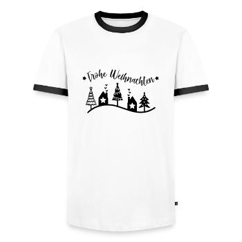 Frohe Weihnachten – Stilvolles Weihnachtsdesign fü - Männer Kontrast-T-Shirt - Weiß/Schwarz - Vorne - AI Model Female 172 light (172cm) & AI Model Male 178 dark (178cm)
