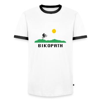 Bikopath Bike Fahrrad Wortspiel - Männer Kontrast-T-Shirt - Weiß/Schwarz - Vorne - AI Model Female 172 light (172cm) & AI Model Male 178 dark (178cm)