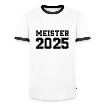 Champion 2025 - Men's Ringer Shirt - white/black - Front - AI Model Female 172 light (172cm) & AI Model Male 178 dark (178cm)