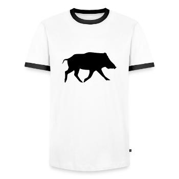 ein Wildschwein - Männer Kontrast-T-Shirt - Weiß/Schwarz - Vorne - AI Model Female 172 light (172cm) & AI Model Male 178 dark (178cm)