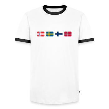 UNITED COLORS OF SCANDINAVIA white-lettered - Männer Kontrast-T-Shirt - Weiß/Schwarz - Vorne - AI Model Female 172 light (172cm) & AI Model Male 178 dark (178cm)