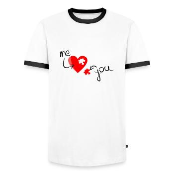 Toi et moi égal amour - T-shirt contrasté Homme - blanc/noir - Devant - AI Model Female 172 light (172cm) & AI Model Male 178 dark (178cm)