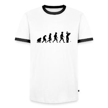 Evolution Golf Golfer Golfer Terrain de golf - T-shirt contrasté Homme - blanc/noir - Devant - AI Model Female 172 light (172cm) & AI Model Male 178 dark (178cm)