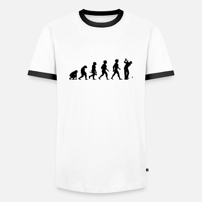 Evolution Golf Golfer Golfspieler Golfplatz - Männer Kontrast-T-Shirt - Weiß/Schwarz