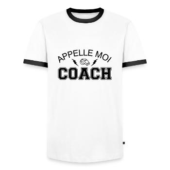 Appelle Moi Coach - T-shirt contrasté Homme - blanc/noir - Devant - AI Model Female 172 light (172cm) & AI Model Male 178 dark (178cm)