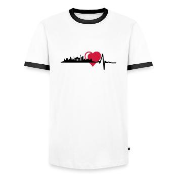 Berlin Skyline Zentral Herz Puls - Männer Kontrast-T-Shirt - Weiß/Schwarz - Vorne - AI Model Female 172 light (172cm) & AI Model Male 178 dark (178cm)