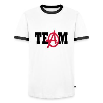 a team graffiti - Männer Kontrast-T-Shirt - Weiß/Schwarz - Vorne - AI Model Female 172 light (172cm) & AI Model Male 178 dark (178cm)