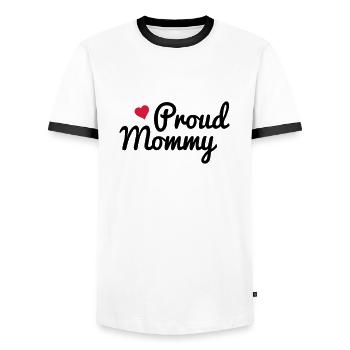 Proud Mommy - Men's Ringer Shirt - white/black - Front - AI Model Female 172 light (172cm) & AI Model Male 178 dark (178cm)