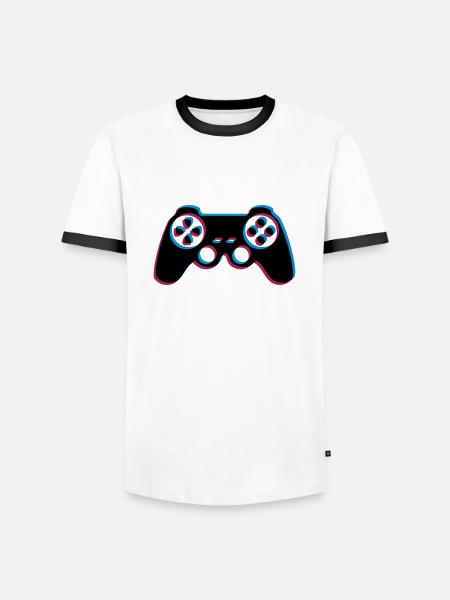 3d controller design logo clip art cool gamer zocke - Men's Ringer Shirt - white/black