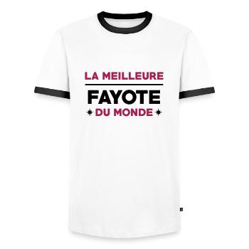 Fayot / Fayote / Humour / Prof / Ecole / Patron - T-shirt contrasté Homme - blanc/noir - Devant - AI Model Female 172 light (172cm) & AI Model Male 178 dark (178cm)