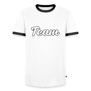 team - T-shirt contrasté Homme - blanc/noir - Devant - AI Model Female 172 light (172cm) & AI Model Male 178 dark (178cm)