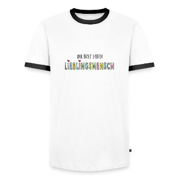 Du bist mein Lieblingsmensch - Männer Kontrast-T-Shirt - Weiß/Schwarz - Vorne - AI Model Female 172 light (172cm) & AI Model Male 178 dark (178cm)
